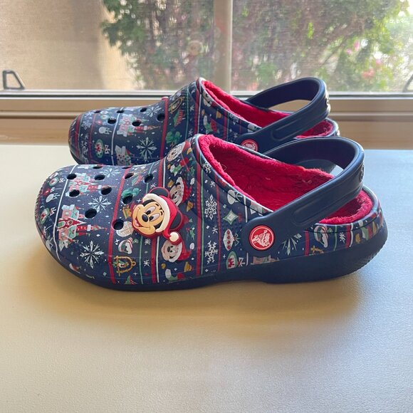 Crocs Disney Christmas 6 Shoes Mules Holiday 2020 Mickey Mouse Santa Blue Red - Picture 5 of 12